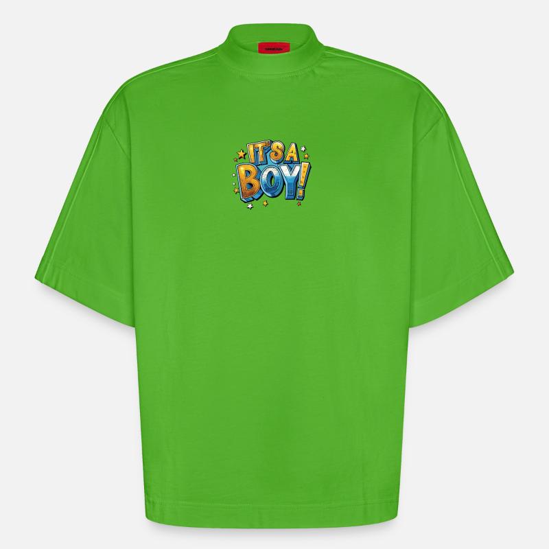 Es ist ein Junge Comic - Heavyweight Oversized Organic Boxy T-Shirt Made in EU - Apple Neon