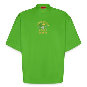 Support Your Local Planet - Heavyweight Oversized Organic Boxy T-Shirt Made in EU - Apple Neon - Front