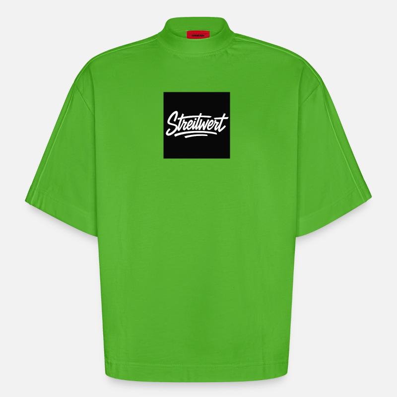 Disputed Script Logo Black - Heavyweight Oversized Organic Boxy T-Shirt Made in EU - Apple Neon