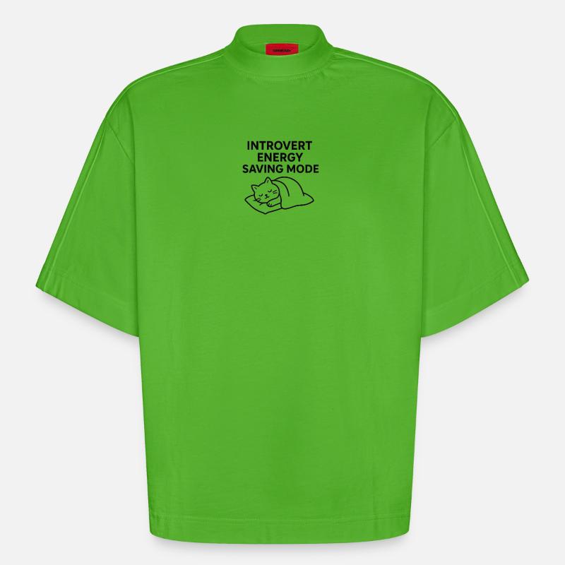 Power saving mode for introverts - Heavyweight Oversized Organic Boxy T-Shirt Made in EU - Apple Neon
