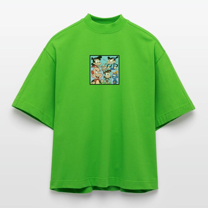 Retro Multicolor Comics Collage Heavyweight Oversized Organic Boxy T-Shirt Made in EU