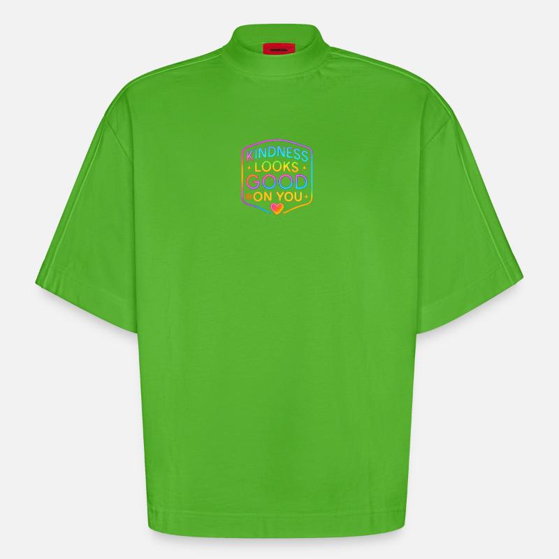 Kindness Neon steht dir gut - Heavyweight Oversized Organic Boxy T-Shirt Made in EU - Apple Neon