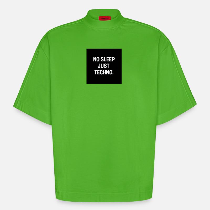 Pas de sommeil, juste Techno - T-shirt bio épais oversize Boxy fabriqué en UE - Apple Neon