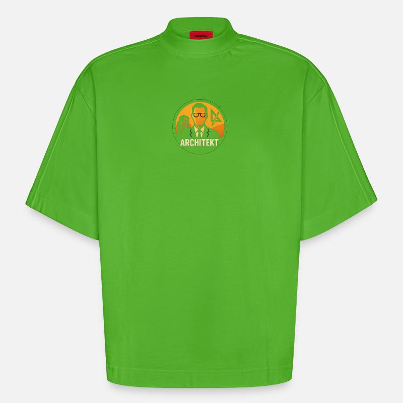 Plan d’icône d’architecte - T-shirt bio épais oversize Boxy fabriqué en UE - Apple Neon
