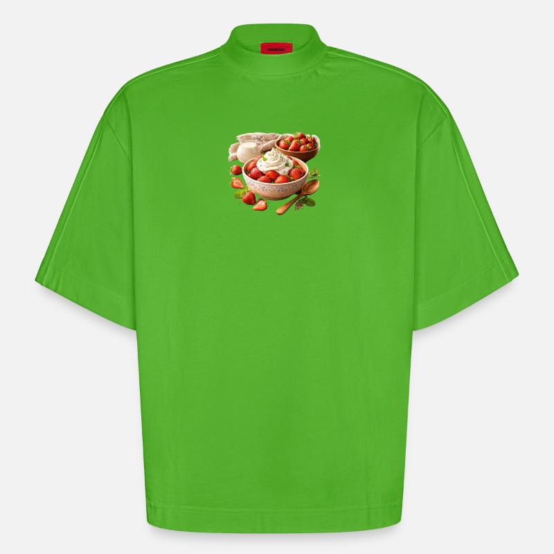 Erdbeeren mit Sahne - Heavyweight Oversized Organic Boxy T-Shirt Made in EU - Apple Neon