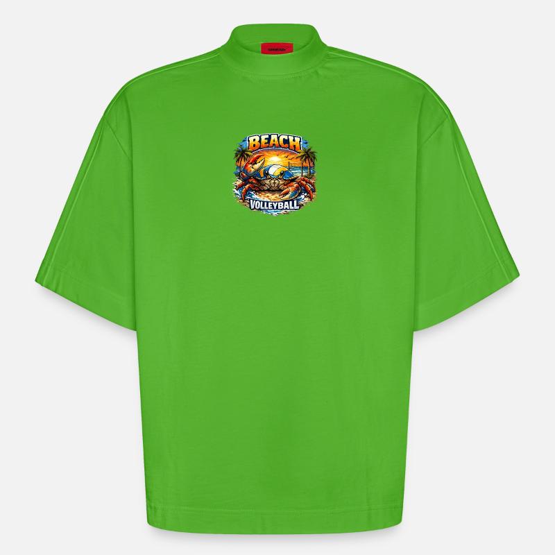 Crabe de plage - T-shirt bio épais oversize Boxy fabriqué en UE - Apple Neon