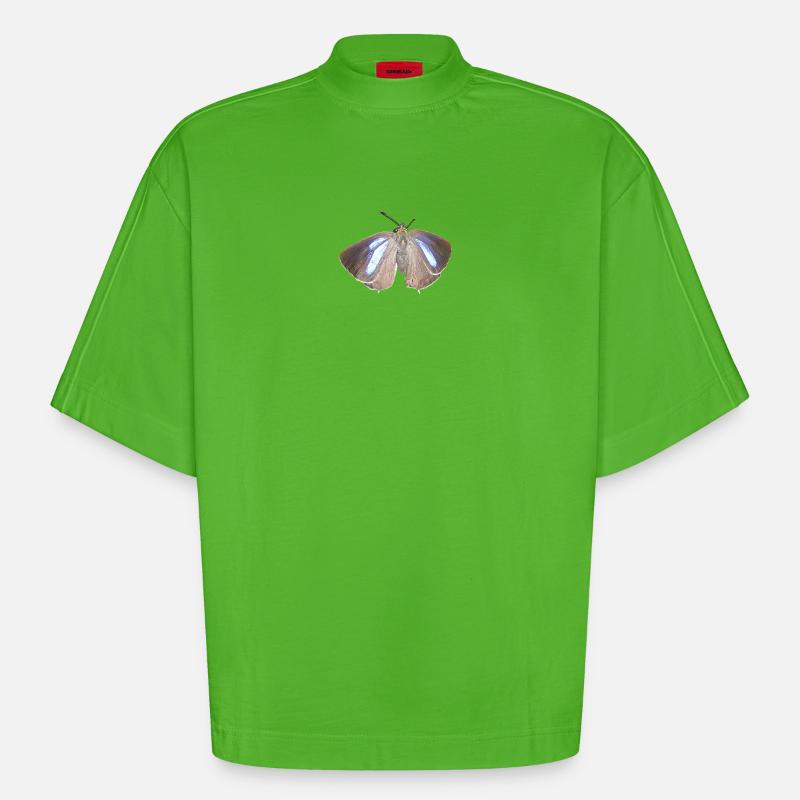 Blauer Eichen-Zipfelfalter - Heavyweight Oversized Organic Boxy T-Shirt Made in EU - Apple Neon