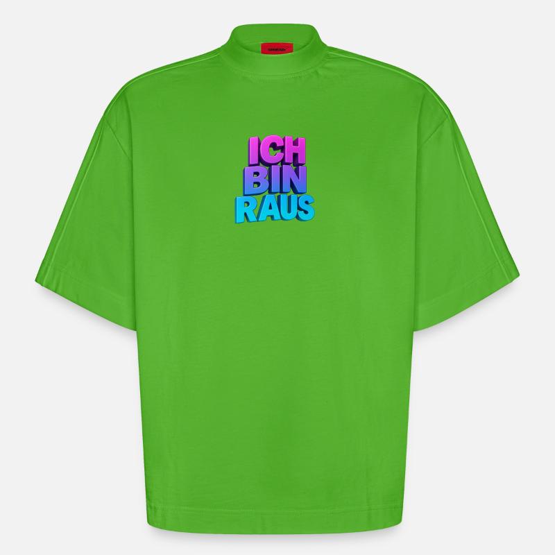 Ich Bin Raus 3D Gradient - Heavyweight Oversized Organic Boxy T-Shirt Made in EU - Apple Neon