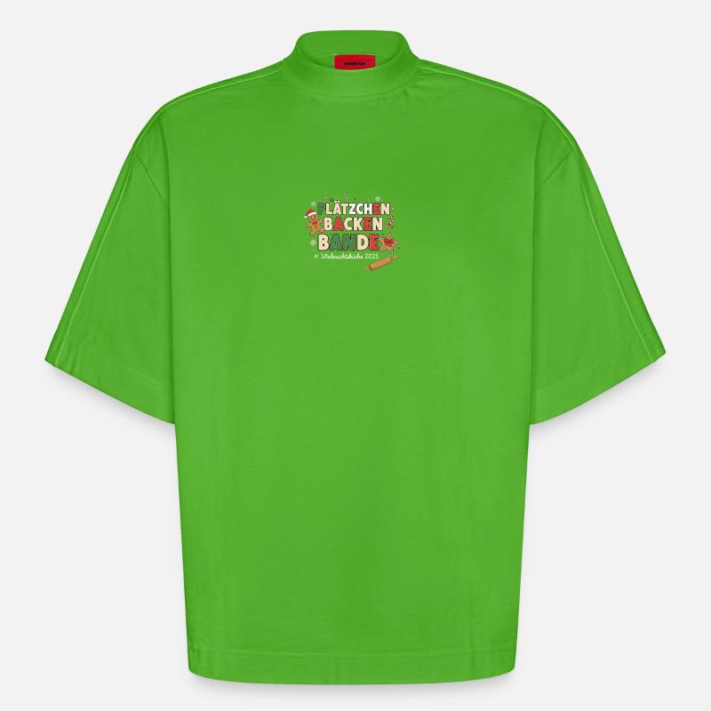 Plätzchen Backen Bande – Weihnachtsküche 2025 - Heavyweight Oversized Organic Boxy T-Shirt Made in EU - Apple Neon