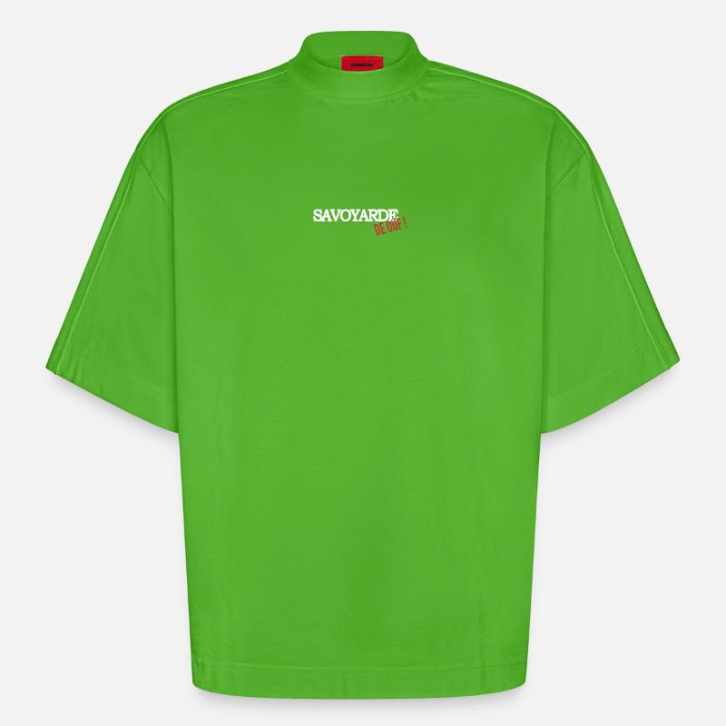 Savoyarde de ouf (blanc) - T-shirt bio épais oversize Boxy fabriqué en UE - Apple Neon