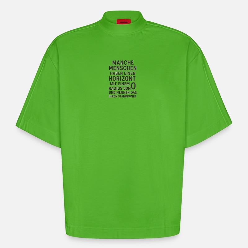 Nullradius-Horizont Standpunkt Spruch - Heavyweight Oversized Organic Boxy T-Shirt Made in EU - Apple Neon