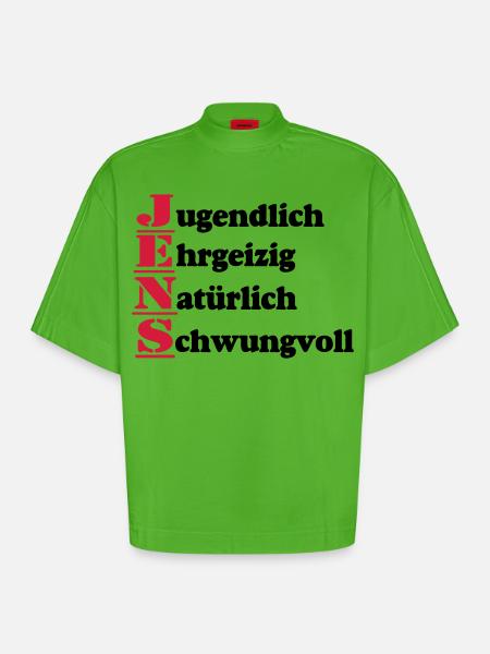 Jens , Vorname,Namensschild,Name,Fun Shirt (25) - Heavyweight Oversized Organic Boxy T-Shirt Made in EU - Apple Neon
