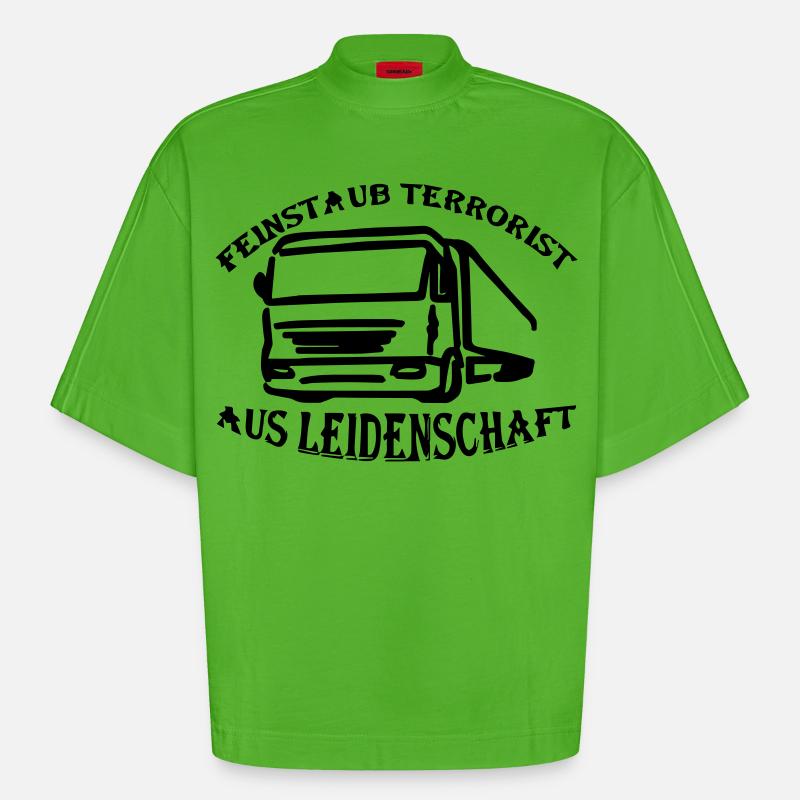 Feinstaub Terrorist aus Leidenschaft - Heavyweight Oversized Organic Boxy T-Shirt Made in EU - Apple Neon