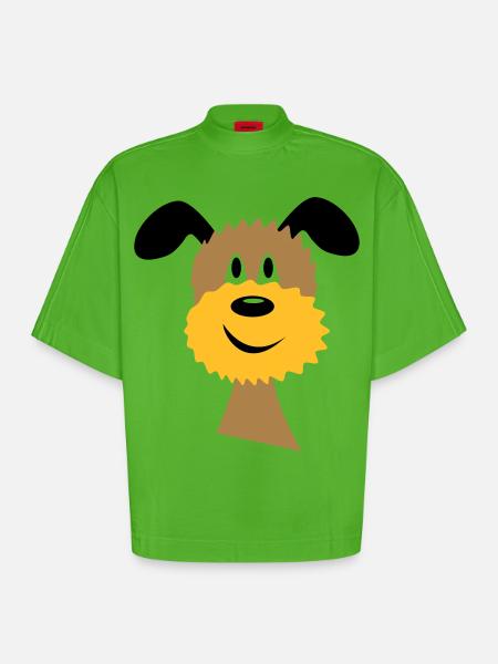dog - Heavyweight Oversized Organic Boxy T-Shirt Made in EU - Apple Neon