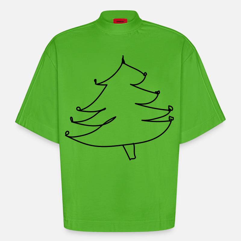 Weihnachtsbaum-Pullover (falscher Weihnachts-Pullover) - Heavyweight Oversized Organic Boxy T-Shirt Made in EU - Apple Neon