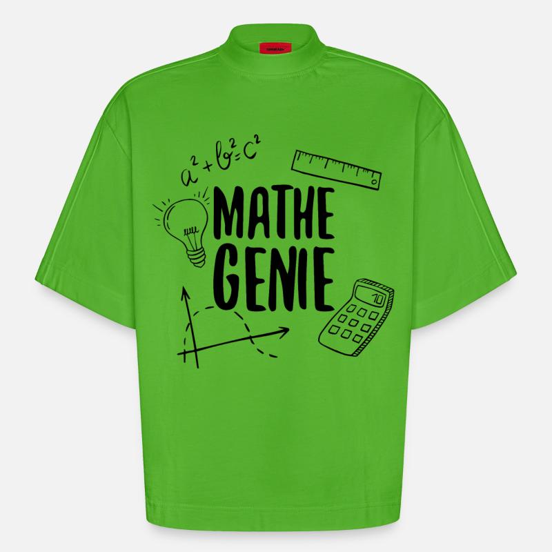 Math Genius Math Genius Math Mathematicien - T-shirt bio épais oversize Boxy fabriqué en UE - Apple Neon