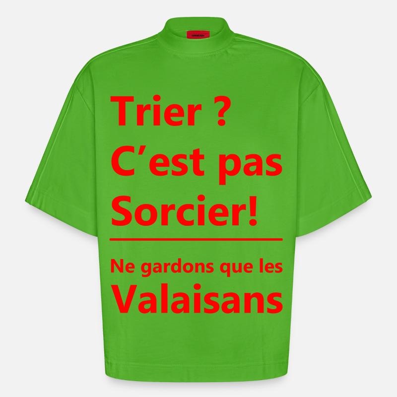 Trier c'est pas sorcier ! - T-shirt bio épais oversize Boxy fabriqué en UE - Apple Neon