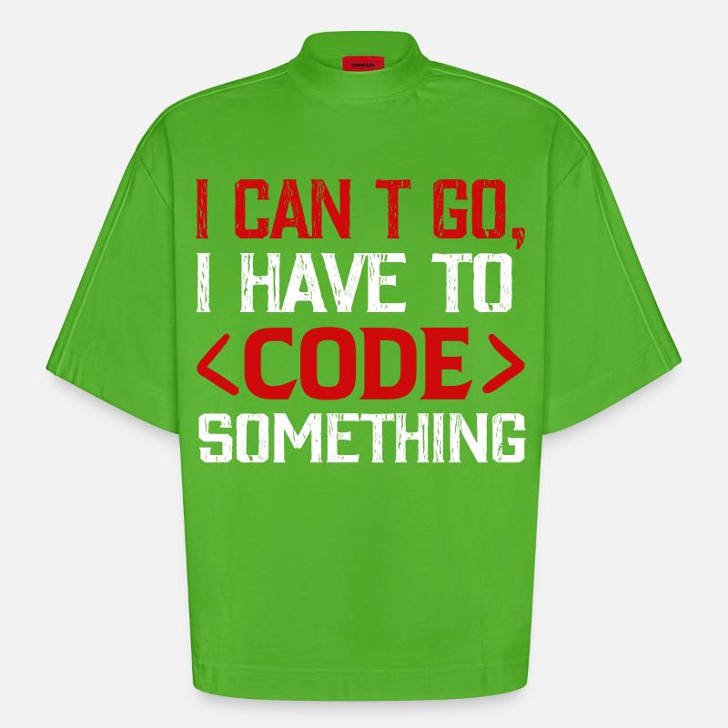 Programmer , Nerd , Computer Code - Heavyweight Oversized Organic Boxy T-Shirt Made in EU - Apple Neon