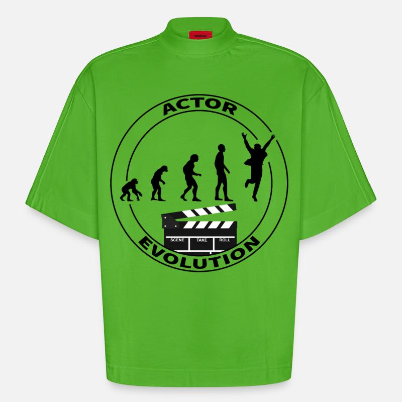 Cadeau d'interprète acteur d'évolution - T-shirt bio épais oversize Boxy fabriqué en UE - Apple Neon