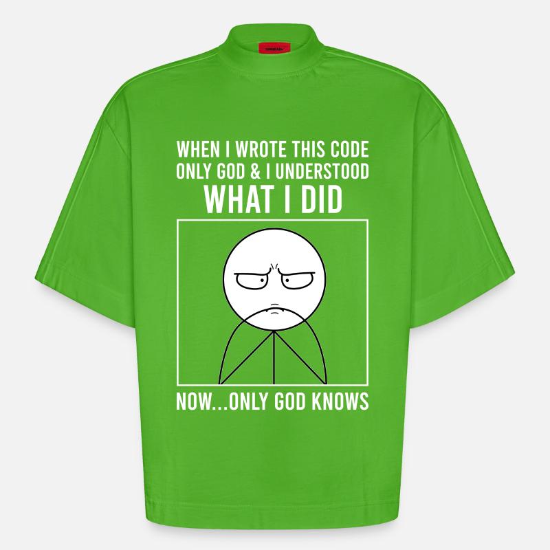 Programmierer Informatiker Softwareentwickler Meme - Heavyweight Oversized Organic Boxy T-Shirt Made in EU - Apple Neon