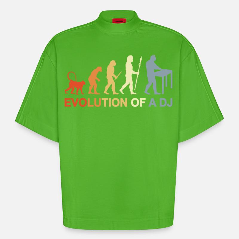 Evolution eines DJ - Heavyweight Oversized Organic Boxy T-Shirt Made in EU - Apple Neon
