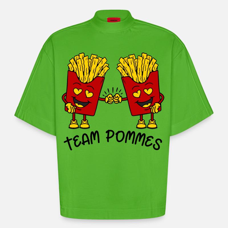 Frites d’équipe - T-shirt bio épais oversize Boxy fabriqué en UE - Apple Neon