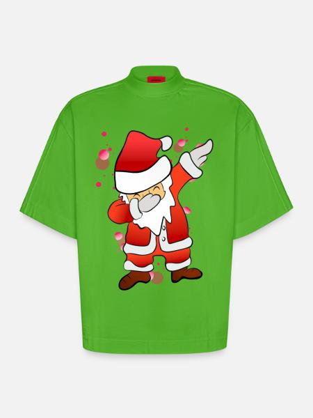 Dabbing Nicholas - Heavyweight Oversized Organic Boxy T-Shirt Made in EU - Apple Neon