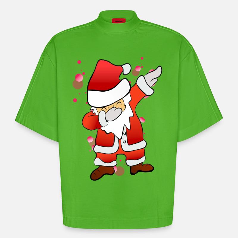 Dabbing Nikolaus - Heavyweight Oversized Organic Boxy T-Shirt Made in EU - Apple Neon