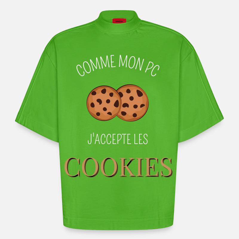 Comme mon pc j'accepte les cookies - T-shirt bio épais oversize Boxy fabriqué en UE - Apple Neon