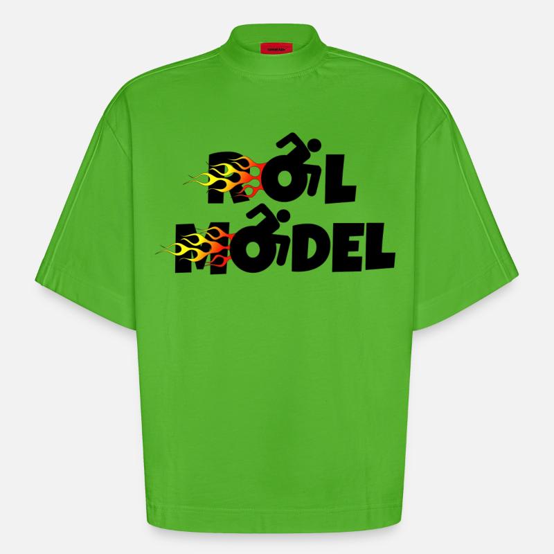 Jeder Rollstuhlfahrer ist ein Vorbild * - Heavyweight Oversized Organic Boxy T-Shirt Made in EU - Apple Neon