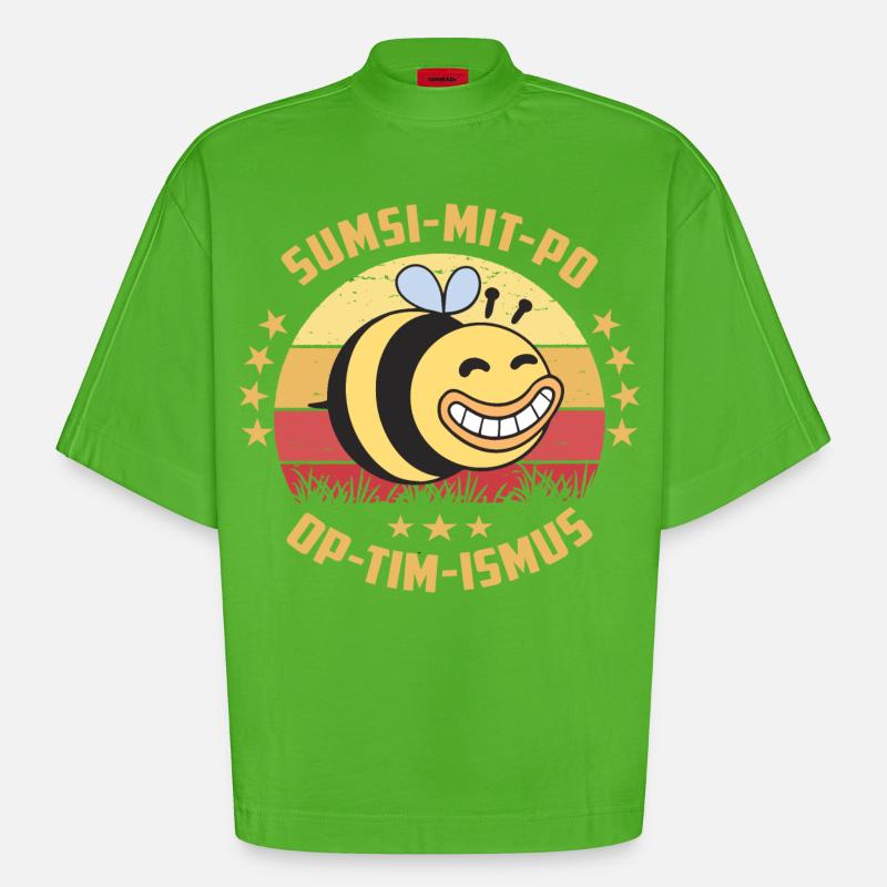 Optimismus oder Sumsi mit Po - Heavyweight Oversized Organic Boxy T-Shirt Made in EU - Apple Neon