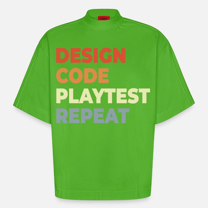 Game Development Workflow - Heavyweight Oversized Organic Boxy T-Shirt Made in EU - Apple Neon