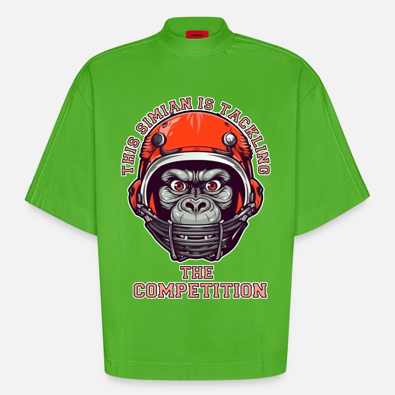 self-confident monkey accepts the challenge - Heavyweight Oversized Organic Boxy T-Shirt Made in EU - Apple Neon