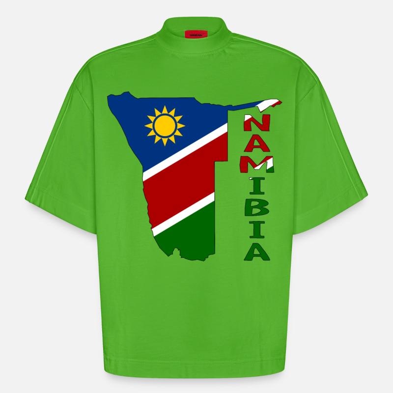 Namibia Map Flag - Heavyweight Oversized Organic Boxy T-Shirt Made in EU - Apple Neon