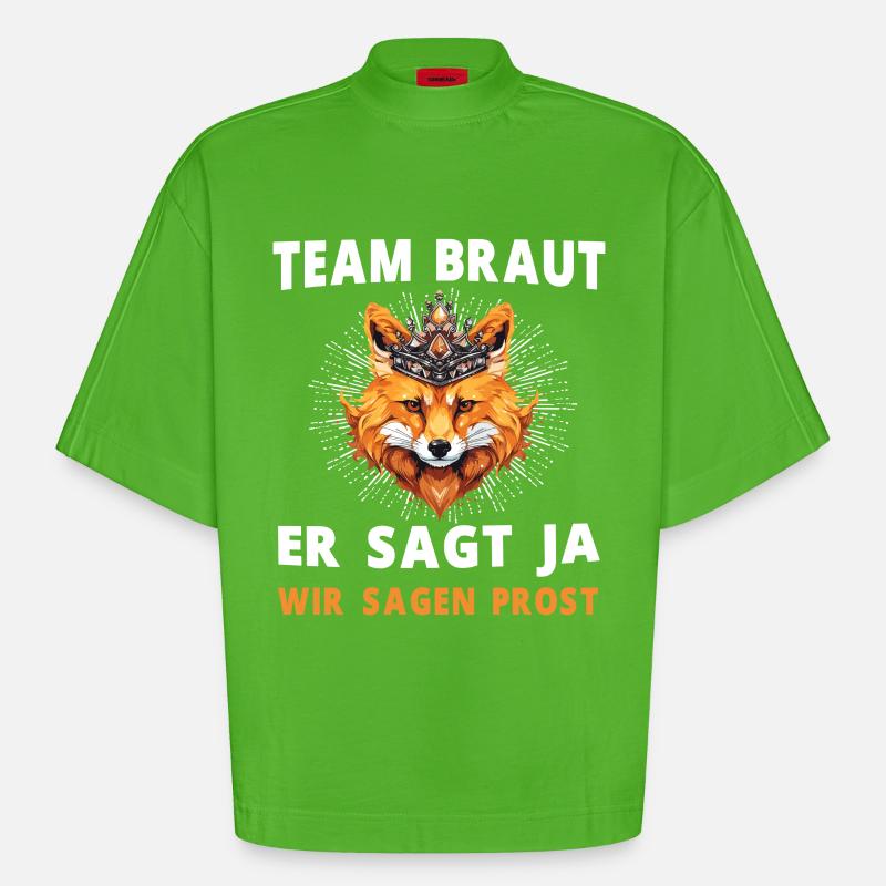 Hochzeit Junggesellenabschied Fuchs Bräutigam - Heavyweight Oversized Organic Boxy T-Shirt Made in EU - Apple Neon