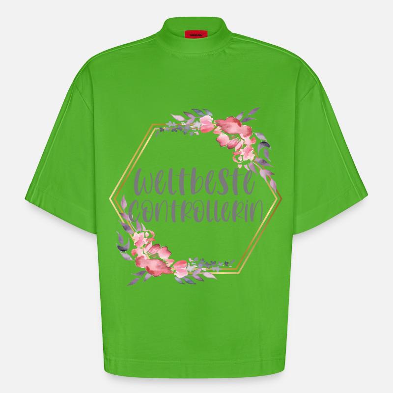 Controllerin Controlling Beruf Geschenk - Heavyweight Oversized Organic Boxy T-Shirt Made in EU - Apple Neon
