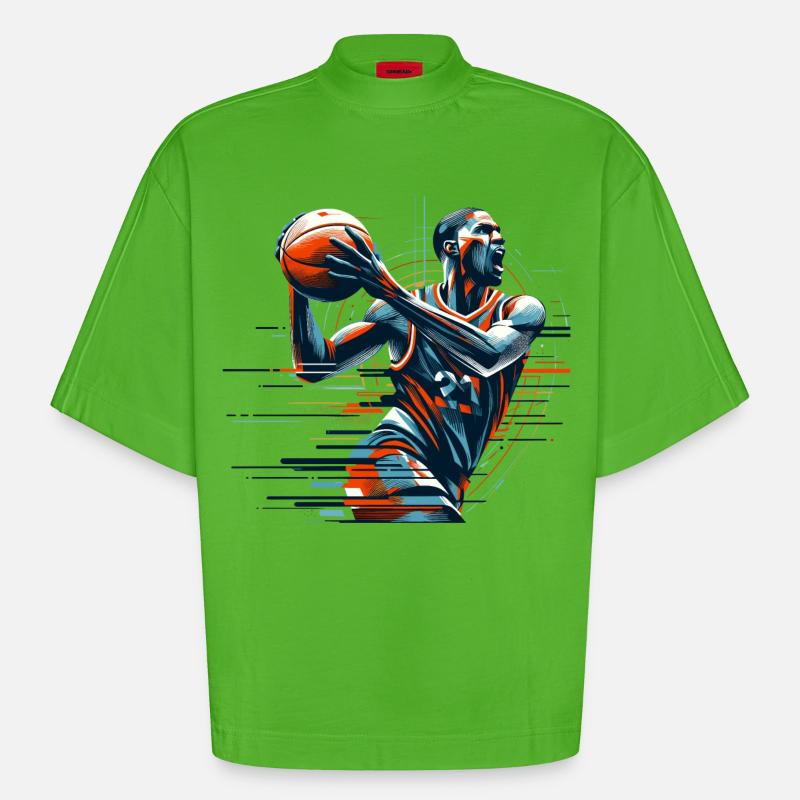 Basketball dynamisch Geschenk - Heavyweight Oversized Organic Boxy T-Shirt Made in EU - Apple Neon