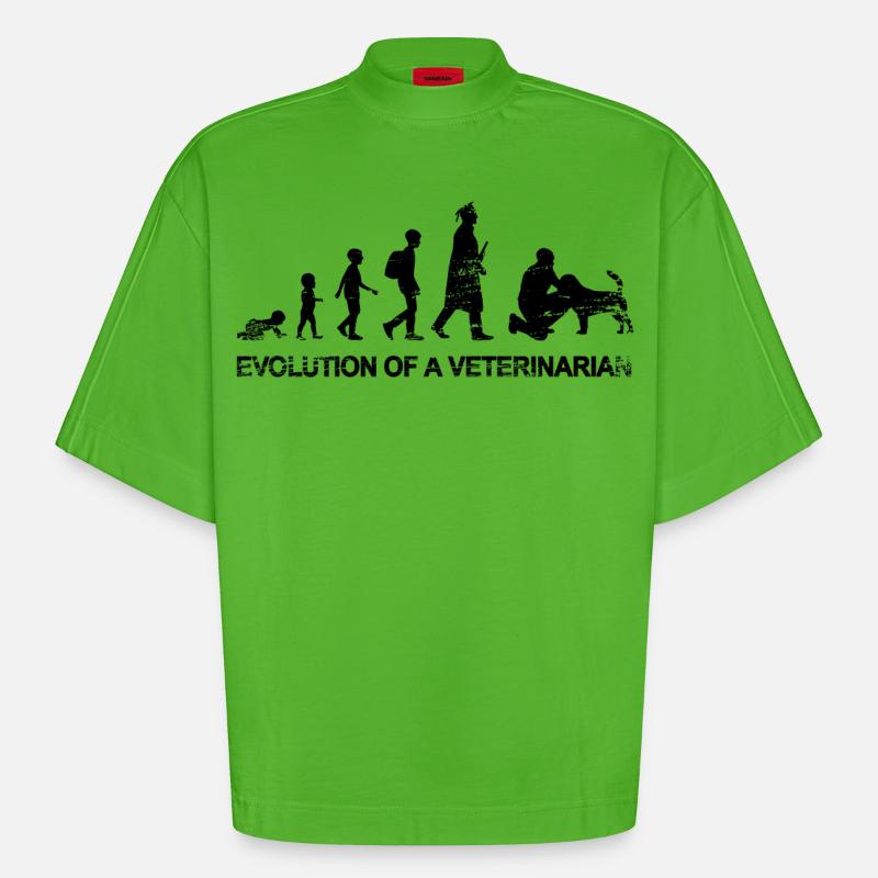 Evolution eines Tierarztes - Heavyweight Oversized Organic Boxy T-Shirt Made in EU - Apple Neon