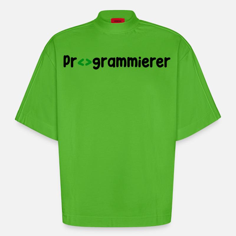 Programmierer Developer Webentwickler Skripting - Heavyweight Oversized Organic Boxy T-Shirt Made in EU - Apple Neon