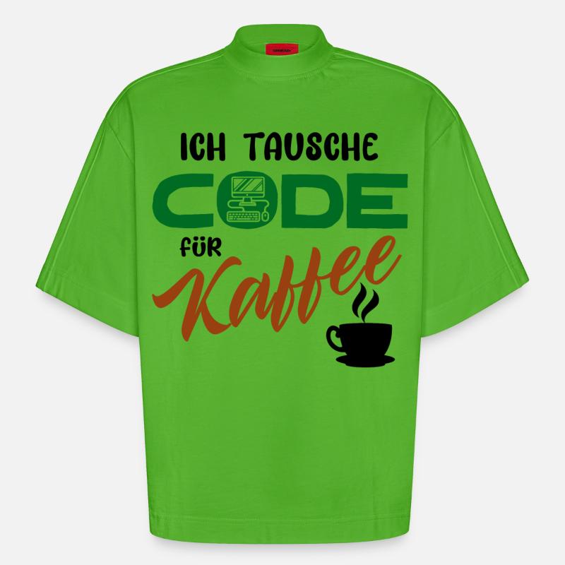 Programmer Software Developer Code - Heavyweight Oversized Organic Boxy T-Shirt Made in EU - Apple Neon