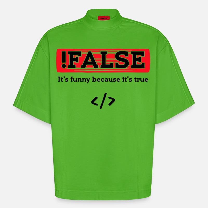Code Debug Programmeur Développeur Dictons amusants - T-shirt bio épais oversize Boxy fabriqué en UE - Apple Neon
