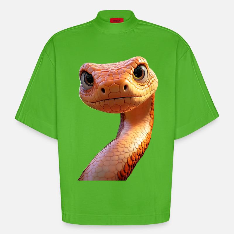 Schlange Python Kobra Mamba Klapperschlange Snake - Heavyweight Oversized Organic Boxy T-Shirt Made in EU - Apple Neon