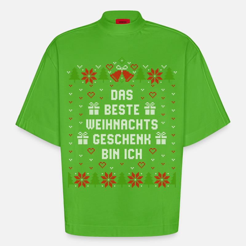 Das beste Weihnachtsgeschenk bin ich - Heavyweight Oversized Organic Boxy T-Shirt Made in EU - Apple Neon