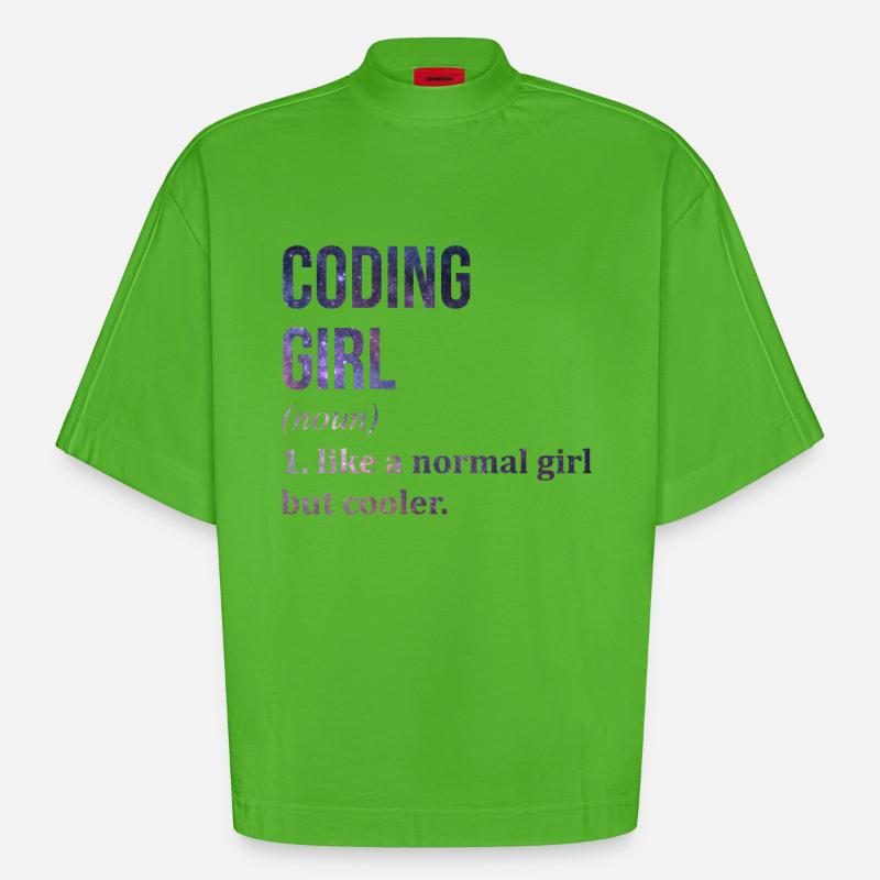 Codage Codage Codage - T-shirt bio épais oversize Boxy fabriqué en UE - Apple Neon