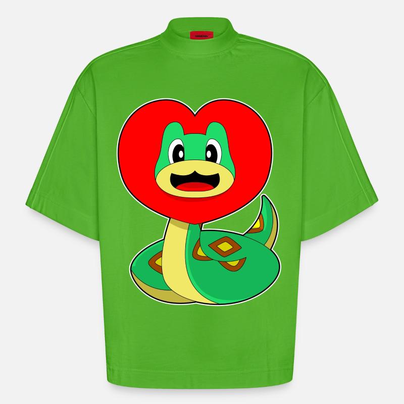 Cœur de serpent - T-shirt bio épais oversize Boxy fabriqué en UE - Apple Neon