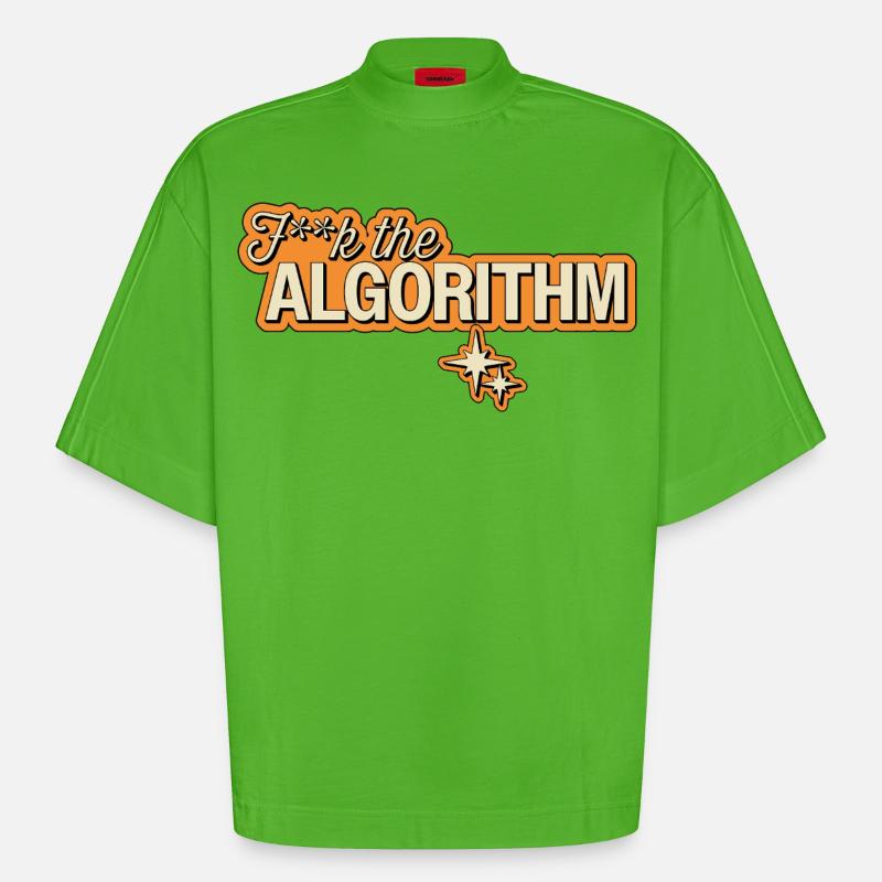Fk the Algorithm – Digitale Rebellion - Heavyweight Oversized Organic Boxy T-Shirt Made in EU - Apple Neon