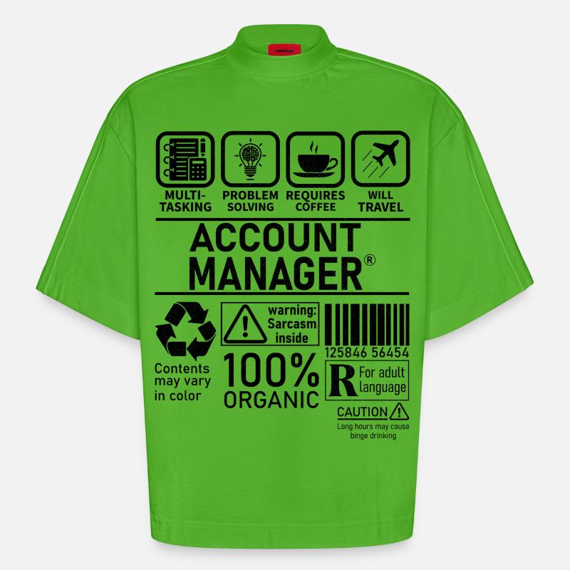 Account Manager Multi Tasking Problem Solving - Heavyweight Oversized Organic Boxy T-Shirt Made in EU - Apple Neon