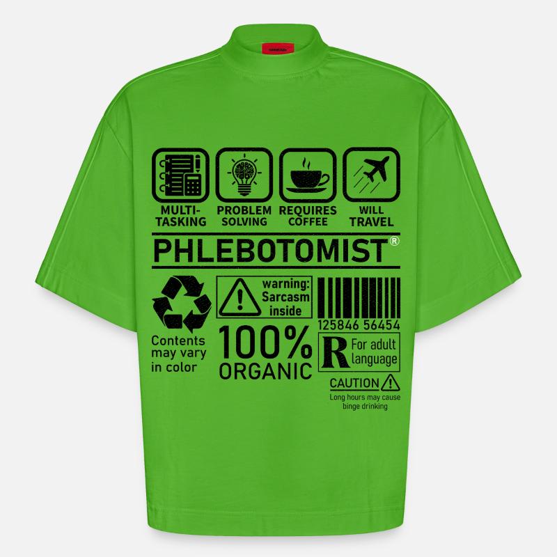 Phlebotomist multi tasking problem solving - Heavyweight Oversized Organic Boxy T-Shirt Made in EU - Apple Neon