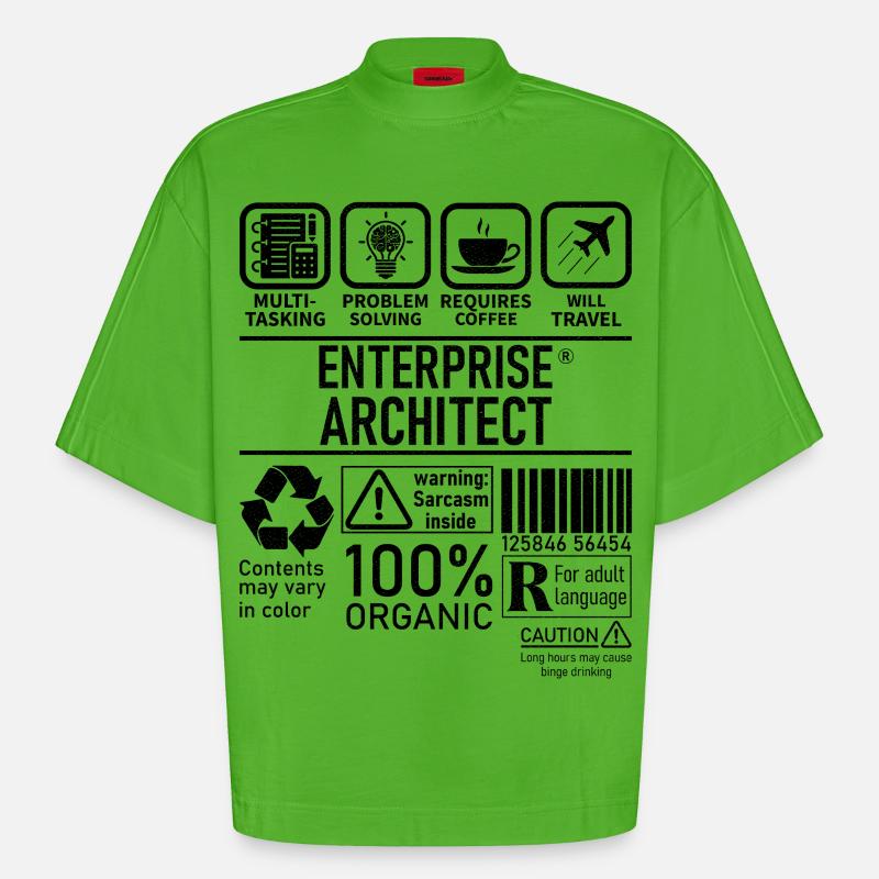 Enterprise Architect multi tasking problem solving - T-shirt bio épais oversize Boxy fabriqué en UE - Apple Neon