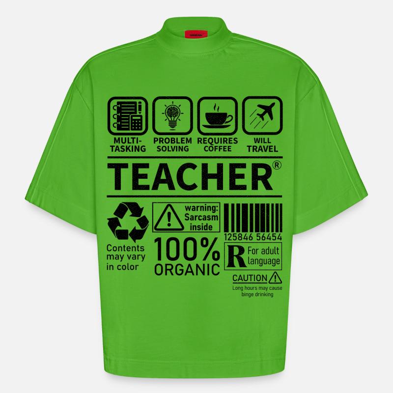 Teacher multi tasking problem solving requires - Heavyweight Oversized Organic Boxy T-Shirt Made in EU - Apple Neon